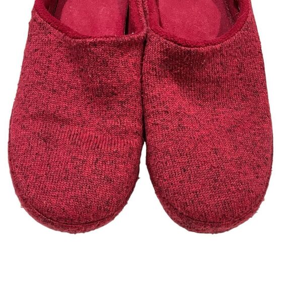 L.L. BEAN Knit Fleece Slippers Mules Women’s Size 7M Shoes Red Slip On - Picture 3 of 11